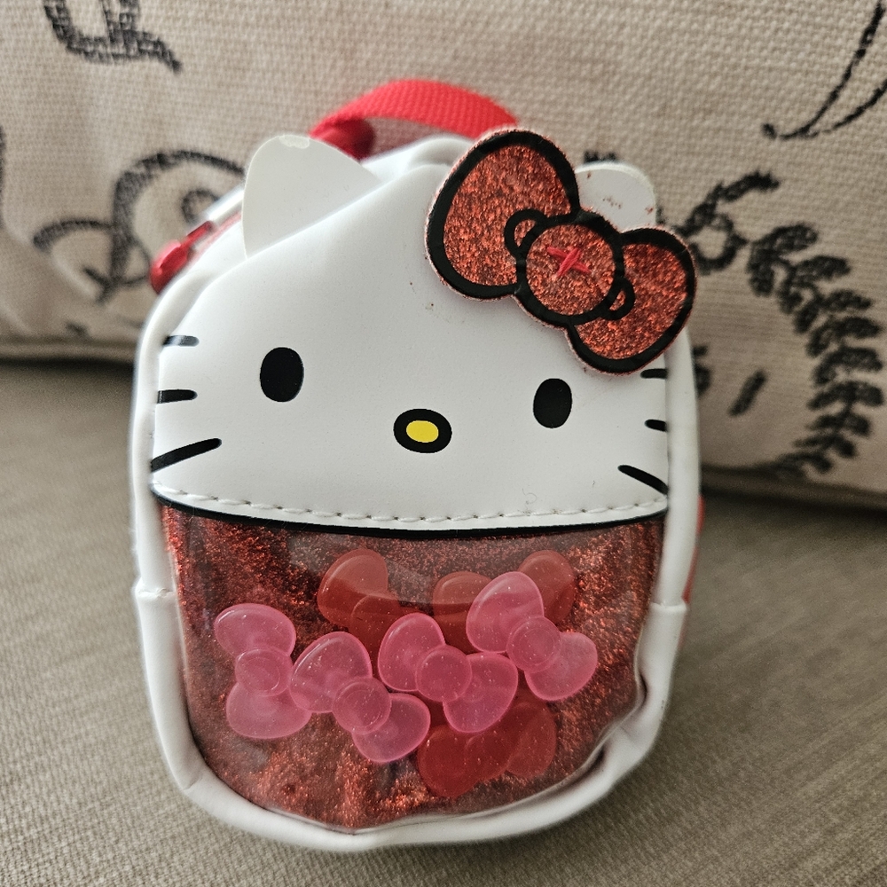 Sanrio Hello Kitty Miniature  Backpack White Red With Tiny Notebook Pencil